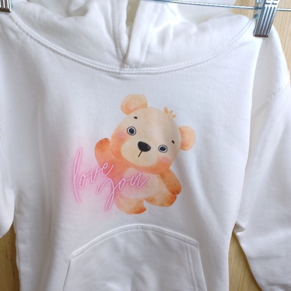Children Hoodie. "Love You" Teddie Bear Design. Size 6 - 7 - Picture 2 of 15